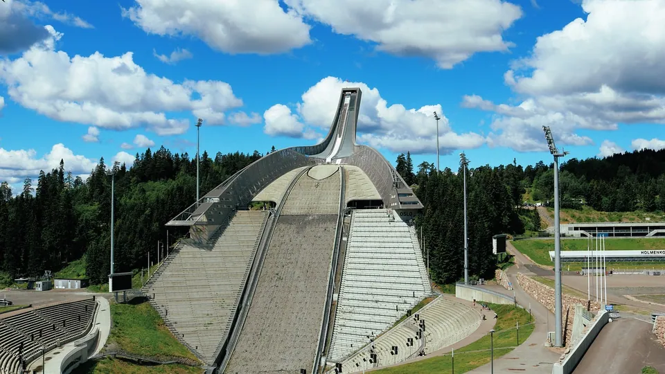 The Holmenkollen ski jump above Oslo