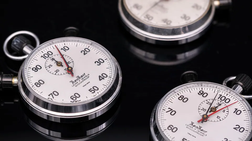 A stopwatch counting down